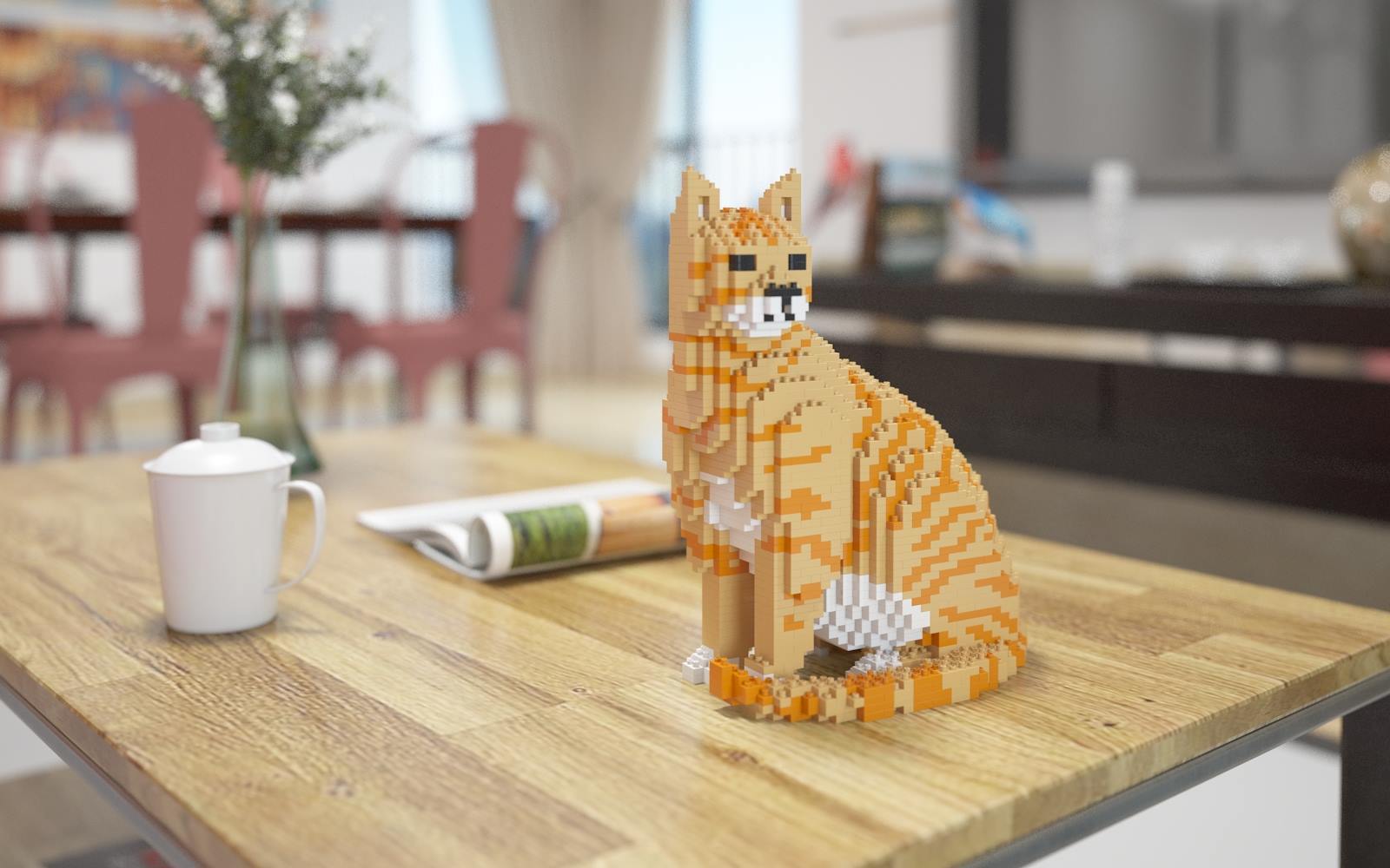 Orange Tabby Cats Sculptures (JEKCA Lego Brick) DIY Kit Item image 2