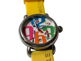 Michele CSX Carousel Stainless Steel Watch Yellow Rubber Orig Band MW03T... - $487.72 CAD