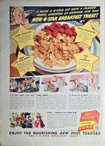 1941 POST TOASTIES CORN FLAKES-4 Star Breakfast Treat -  Vintage Print A... - $13.16