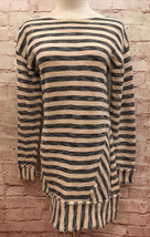 Soft Surroundings Black Beige Striped Marina Terry Tunic Blouse Womens Size XS - £35.06 GBP
