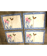 Maison d&#39;Hermine Set of 4 Cafe Coffee Tea &amp; Butterflies Linen Placemats - $20.37 CAD