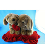 Valentines Day Plush Puppy Pillow 15&quot; x 8&quot; 2 Puppies with Heart - $13.22 CAD