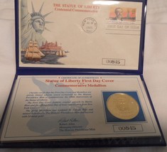 Statue of Liberty Centennial 1st Day Cover and Commemorative Medallion N... - £34.41 GBP