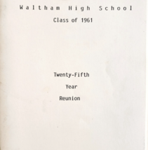 1961 Waltham High School Reunion 25th Year Program Booklet Massachusetts F9 - $29.99