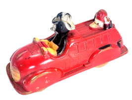 Vintage 1930&#39;s Viceroy Mickey Mouse Fire Dept Sun Rubber Fire Truck Disney - £78.14 GBP