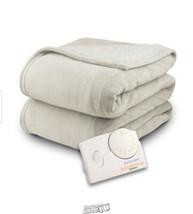 Biddeford 2063-9032138-780 MicroPlush Sherpa Electric Heated Blanket Queen Linen - £67.61 GBP