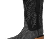 Mens Gray Cowboy Boots Snake Print Leather Western Wear Square Toe Botas... - $139.99