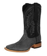 Mens Gray Cowboy Boots Snake Print Leather Western Wear Square Toe Botas... - £112.59 GBP