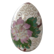 Chinese Cloisonne Egg Floral Cottagecore Vintage Decorative Shabby Gold Easter  - £13.42 GBP