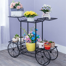 Metal Cart Stand Flower Pot Plant Holder Display Rack Wheel Home Garden ... - $73.99