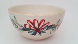 Lenox Winter Greetings Small Ivory Bowl 5&quot; Holly Ribbons  - £15.71 GBP