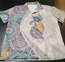 Shein Multicolor Button Up Hawaiian Shirt Mandala Pattern Short Sleeve M... - $14.40