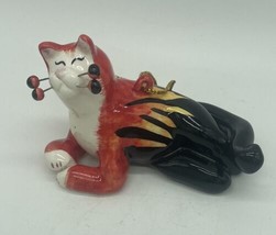 Lacombe 2002 Annaco Creations Cat Ornament Christmas Flames Hot Rod  - £9.81 GBP