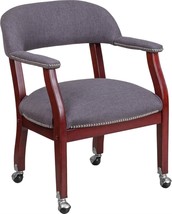 Luxurious Conference Chair In Gray Fabric From Flash Furniture With Casters And - £150.53 GBP