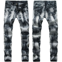 Mens punk rock denim pants Patchwork Denim jeans Slim Fit pants Camo Tro... - $342.52 MXN