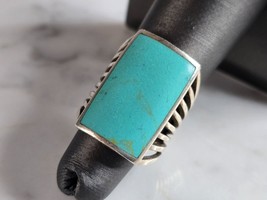 Womens Vintage Estate Sterling Silver Southwestern Turquoise Ring 9.5g E7505 - £66.48 GBP