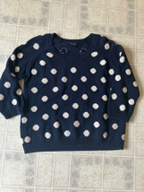 Lucky Brand Sweater  Polka Dot 3/4 Sleeve Crew Neck Navy Blue Size large - £22.82 GBP