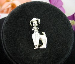 Poodle Pooch Pal Pin Vintage Small Lapel Dog Brooch Silvertone Matte 1 3/8&quot; - £11.79 GBP