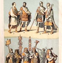 Important Figures In Caesar&#39;s Gallic War 1886 Victorian Lithograph DWP4B - $24.99