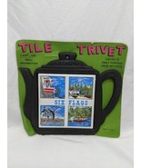 Vintage Six Flags Cast Iron Tile Trivet Wall Decoration - $19.80