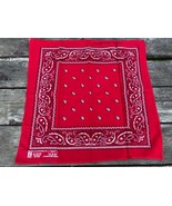 Vintage Paris All Cotton RED Biker Bandana Handkerchief MADE IN USA - £7.75 GBP