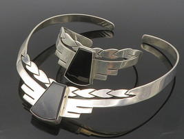 MEXICO 925 Sterling Silver - Vintage Black Onyx Necklace &amp; Bracelet Set ... - £265.48 GBP