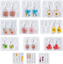 Resin Jewelry Molds,12 PCS Earring Resin Molds Silicone with Hole, Variety Shape - £15.29 GBP