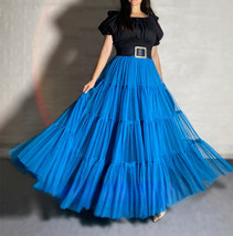 A-line Orange Tiered Tulle Skirt Floor Length Plus Size Wedding Guest Tutu Skirt image 9
