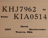 Vintage CB Ham radio Amateur Card KHJ 7962 Warren Ohio - $4.94