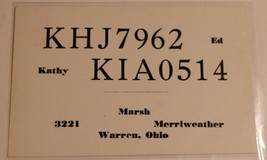 Vintage CB Ham radio Amateur Card KHJ 7962 Warren Ohio - $4.94
