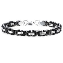 Basic Byzantine Link Chain Bracelet for Men Boy Stainless Steel Gold Black Silve - £10.89 GBP