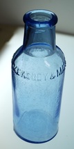 Keasbey &amp; Mattison Co Blue Medicine Bottle Ambler PA 6&quot; Tall Late 1800s - $5.00