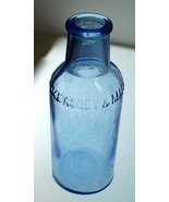 Keasbey &amp; Mattison Co Blue Medicine Bottle Ambler PA 6&quot; Tall Late 1800s - £3.93 GBP
