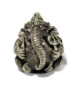 MINIATURE GANESHA STATUE 1&quot; Hindu Elephant God Amulet Tiny Pewter White ... - $18.24 CAD