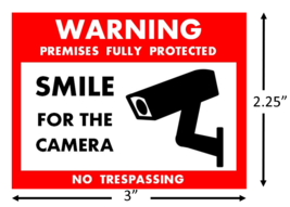 Smile For The Camera Security Warning Stickers / 6 Pack + FREE Shipping - £4.44 GBP