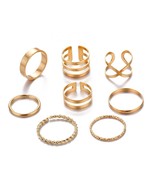 11 Design Vintage Twist Gold Sliver Rings Set For Fashion Women Round Fi... - £7.06 GBP