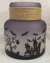 Yankee Candle Large Jar Holder LANTERN HAUNTED HOUSE frosted rope painted blacks - £85.60 GBP