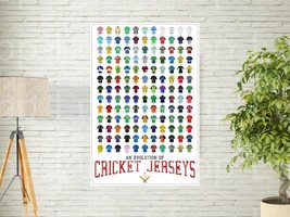 An Evolution of Cricket Jerseys Poster Art Chart Print Size 11x17&quot; 24x36&quot; 27x40&quot; - £9.66 GBP+