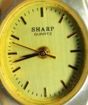 Sharp Gold Tone Stretch Band Analog Quartz New Battery Runs Woman Watch - £19.45 GBP