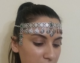 Eternity Forehead Flowery Silver Plated Drop, Armenian Headpieces Drop - $58.00