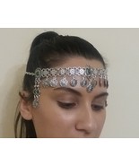 Eternity Forehead Flowery Silver Plated Drop, Armenian Headpieces Drop - $78.65 CAD