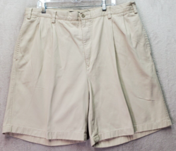 Nautica Rigger Shorts Men&#39;s Size 40W Tan 100% Cotton Pleated Classic Fit Pockets - £15.86 GBP