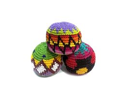 Mia Jewel Shop Crochet Hacky Ball Kick Sack Multicolored Geometric Patte... - £14.00 GBP+