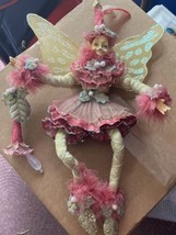 Butterfly Fairy Pixie Elf Doll Ornament Christmas 16&quot; Resin Face &amp; Hands See Pic - £17.54 GBP