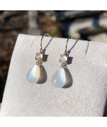 14k Yellow Gold Genuine Natural Moonstone Briolette Drop Dangle Earrings... - $9,781.13 MXN