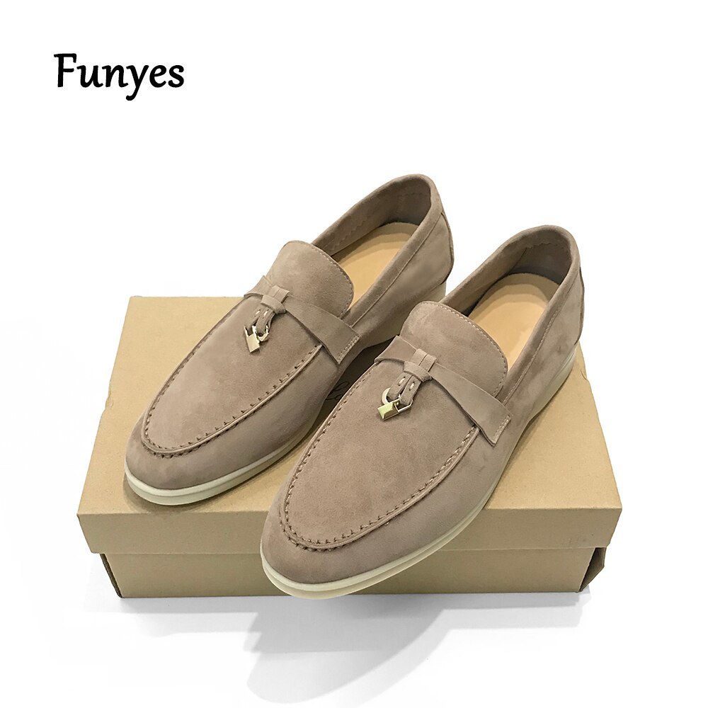 Primary image for Suede Loafers Women Luxury Designer Flats Shoes High Quality Genuine Leather Sli