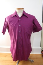 Vtg Sears Men&#39;s Store 16 Pink/Purple Short Sleeve Comfort Shirt Perma Prest - £15.86 GBP