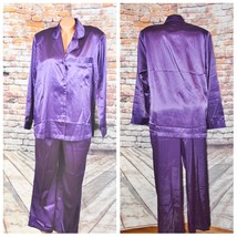Mystique Large Vintage 2 Piece Womens Silky Pajama Set Deep Purple NWT - £34.95 GBP