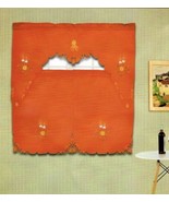 CHRISTMAS CANDLES POINSETTIAS HOLIDAY RED EMBROIDERED KITCHEN CURTAIN 3 ... - $19.60