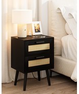 Masupu Nightstand With Charging Station,Rattan Night Stand With Pe Ratta... - $1,211.89 MXN